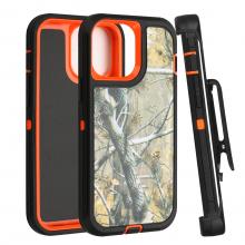 iPhone 16 Defender Case with Belt Clip - Camo: Black / Orange (Ground Shipping Only)