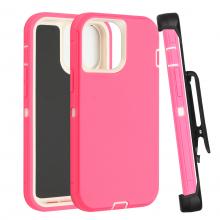 iPhone 16 Defender Case with Belt Clip - Pink / White (Ground Shipping Only)