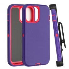 iPhone 16 Defender Case with Belt Clip - Purple / Pink (Ground Shipping Only)