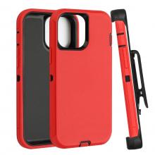 iPhone 16 Defender Case with Belt Clip - Red / Black (Ground Shipping Only)