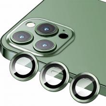 Metal Ring Tempered Glass HD Camera Lens Protector for 13 Pro / 13 Pro Max - Alpine Green