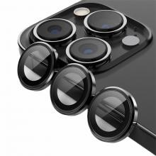Metal Ring Tempered Glass HD Camera Lens Protector for 14 Pro / 14 Pro Max - Space Black 