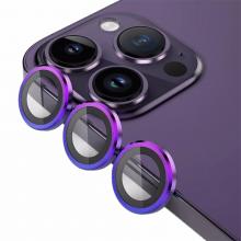 Metal Ring Tempered Glass HD Camera Lens Protector for 14 Pro / 14 Pro Max - Deep Purple