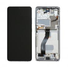 OLED Screen Digitizer Assembly with Frame for Samsung Galaxy S21 Ultra 5G G998 (Service Pack)-Phantom Silver